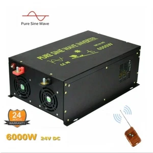 6000 W inverter onda sinusoidale puro auto 24 V a 110 V 220 V telecomando camion camper - Foto 1 di 11