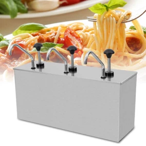 3x4 Liter Edelstahl Pump Saucenspender Edelstahl Ketchup Spender Senf Behälter - Bild 1 von 14