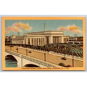 Postcard Pennsylvania Railroad Thirtieth Street Station Philadelphia Vintage - Picture 1 of 2