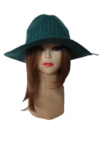 Nine West Cowboy Hat Womens Small S Blue Wide Brim Logo Acrylic Knit Bow Casual - Picture 1 of 10