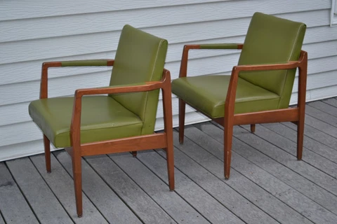 2 MCM Vintage Midcentury B.L. Marble Furniture Armchairs Green Retro Atomic EXC Cover
