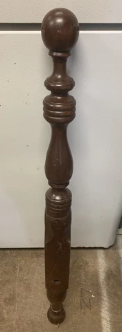 Vtg Salvage Turned Solid Cherry Wood Ball Finial, Bed Post, Newell,column 49.5” Cover