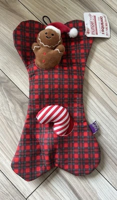 Multipet Christmas Dog Toy Puzzle Plaid Gingerbread Man Squeaks - Image 1 of 4
