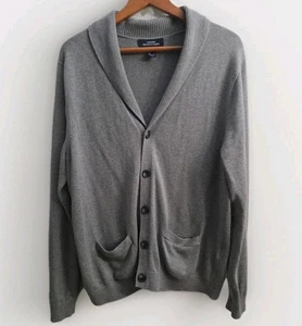 Cárdigan Suéter Tejido Gris Grande Lands End Outfitters Para Hombres Bolsillos Preppy Informal - Imagen 1 de 8