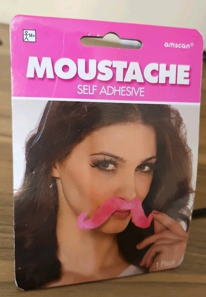 Pink Moustache Self Adhesive 1 Piece - Image 1 of 2