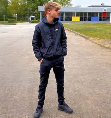 Veste Nike Vintage Rare Windrunner Brillante Noire En Nylon - Photo 1/4