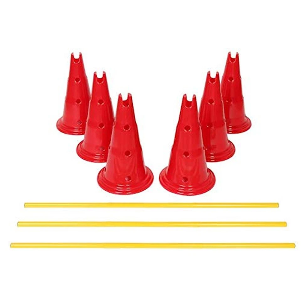 Etna Dog Agility Hurdle Set - 6 Canine Obedience Training Exercise Cones 3 Bars