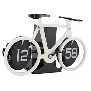 Retro Digital Flip Clock Mechanical Desk Internal Gear Operated Bike Shaped - Bild 1 von 24