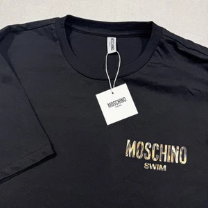MOSCHINO Swim T-Shirt Mens M Black Cotton Tee Model V3A0706 Made in Bulgaria NWT - Picture 1 of 7