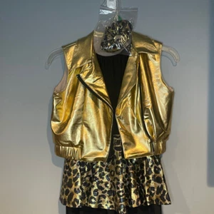 Revolution MAKE A MOVE Dance Costume Gold Black Leopard Print Child Size LC - Picture 1 of 9