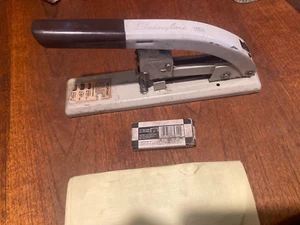 Swingline 113 Vintage Strong Arm Heavy Duty Book Stapler Metal Tan Works GREAT - Picture 1 of 6