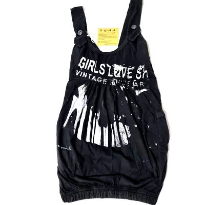 We Walk Dungaree Girls Love Shoes Black White Hand Printed Art Women Size S R$59 - Image 1 of 4