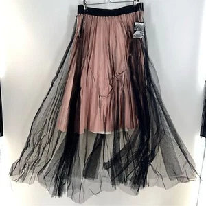 Project Runway Pleated Pink Underskirt w/Longer Black Pleated Netting on Top-XL - Picture 1 of 11