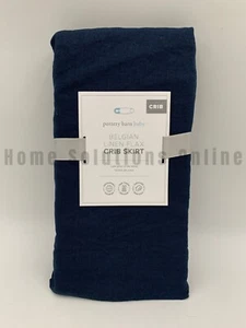 Pottery Barn Baby Belgian Flax Linen Crib Skirt Navy Blue 16" DROP #9923J - Picture 1 of 4