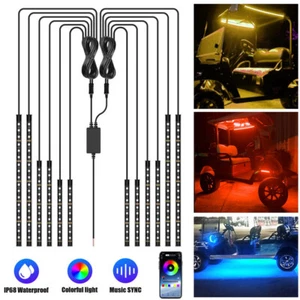 12PC LED Strip Lighting Under Glow Neon Light for Golf Cart Caddy Club Car EZGO - Picture 1 of 12