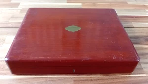Antique Vintage Oak? Cutlery Box Blue Felt Lining Empty FREE P&P UK - Picture 1 of 9