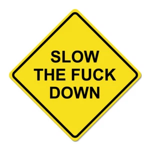 SLOW THE F----- DOWN UNCENSORED HEAVY DUTY ALUMINUM SIGN 11" x 11" - Picture 1 of 1