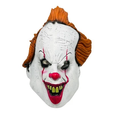 Pennywise IT The Movie Stephen King Horror Clown Halloween Men Costume 3/4 Mask - Image 1 of 4