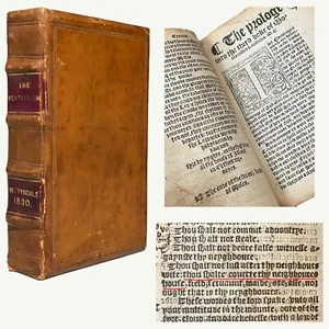 1551 Tyndale's Pentateuch Bible Unrecorded Misprint Only Copy in Private Hands - Picture 1 of 18