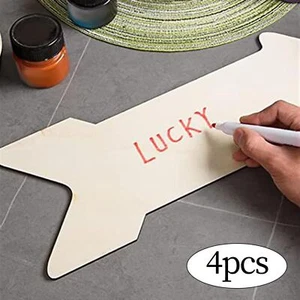 4Pcs Unfinished Wood Sign Decorative Ornaments Tag for Garden Party Wedding - Picture 1 of 4