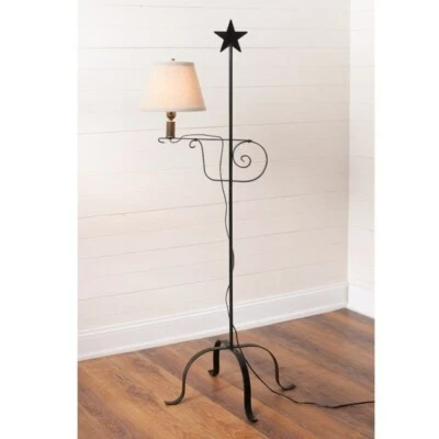 Wrought Iron Adjustable Floor Lamp with Star Top and Shade - Image 1 of 2