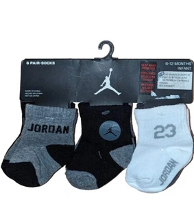 Jordan Socks 6 Pairs Kids Cushioned Black Grey Size 0 Size 6-12 Months - Picture 1 of 9