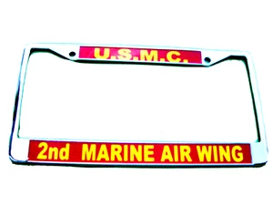 License Plate Frame-USMC-2nd Marine Air Wing-Chromed Cast Metal #811706 - Picture 1 of 1
