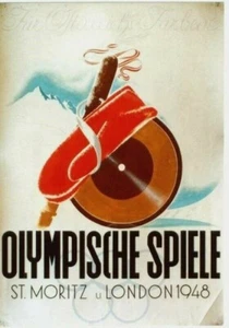 Original vintage poster OLYMPIC GAMES 1948 LONDON & ST.MORITZ - Picture 1 of 1