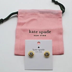 Kate Spade New York On The Dot Earring Studs Clear/Gold - NEW w/ Dustbag - Picture 1 of 8