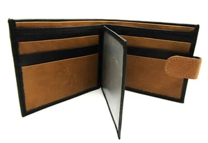 Billetera de cuero tostado negro suave genuino de calidad premium para hombre - Imagen 1 de 12