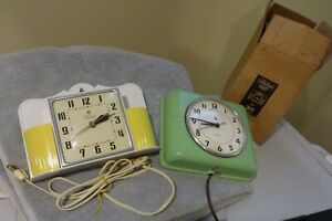 Telechron and Westclox Wall Clocks Electric Both Ca 1950