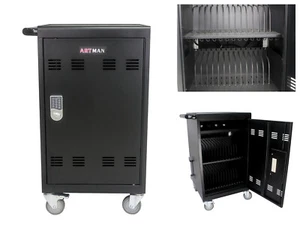 32 Device Mobile Charging Cart & Cabinet with Lock for Tablets Laptops Computers - Picture 1 of 13
