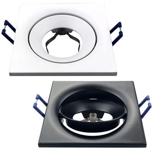 LED Einbaurahmen Quadratisch 90x90x28mm Aluminium Schwenkbar Spot GU10 MR16 - Picture 1 of 4