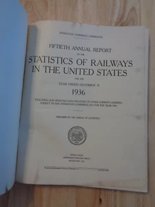 Statistics Of Railways In United States 1936 HC - Picture 1 of 2