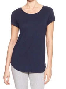 Gap Luxe Short Sleeve Tee T Shirt Women`s Top Blouse Navy Msrp $25 NWT - Picture 1 of 9