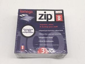Iomega Zip 100 3-Pack Disks SEALED NEW~IBM Compatible Formatted Storage Media