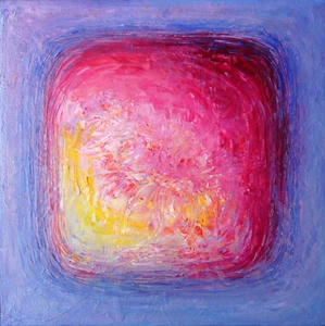 8x8 Zoll zeitgenössisches abstraktes Original Ölgemälde #8yE5EA0254231E - Bild 1 von 4