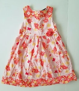 Girl Penny M Penelope Mack Pink Orange Flowers Butterfly Sleeveless Dress Size 5 - Picture 1 of 4