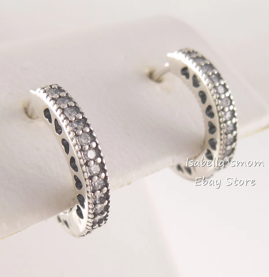 Autentico Cuori Di PANDORA Argento Orecchini a Cerchio 296317CZ Nuovo Scegliere - Immagine 1 di 4