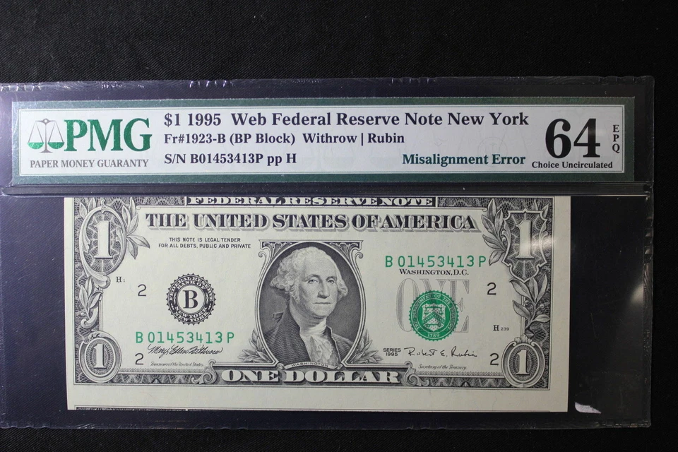 1995 New York FR #1923-B PMG 64 EPQ Misalignment Error - Image 1 of 4