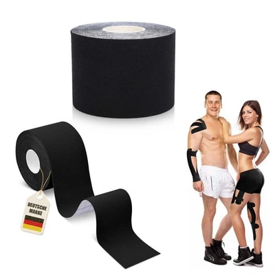 INSTINKTIVE-OASE Kinesiologie Tape Sport Tape Muskelband Therapie Qualität Band Schwarz 15 Meter