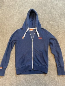 Women’s Superdry Blue Hoodie Large Full Zip Lined - Picture 1 of 9