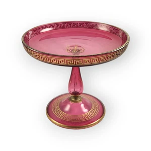 Antiker viktorianischer französischer Cranberry Glas Kristall griechischer Schlüssel Baccarat? St Louis ? - Bild 1 von 4