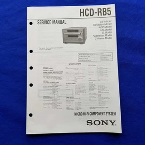 Sony HCD-RB5 Service Manual Original Paper OEM Repair Guide - USA - Bild 1 von 10