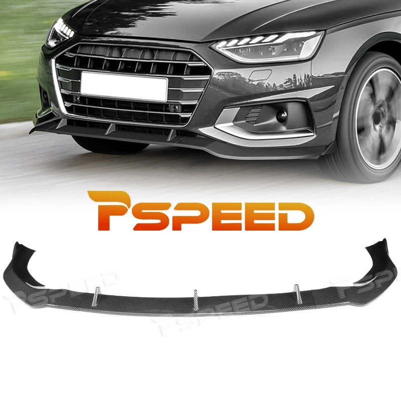 Alerón de parachoques delantero con aspecto de carbono PP para Audi A4 Quattro 2020-2023 2024 Foto 1 de 4