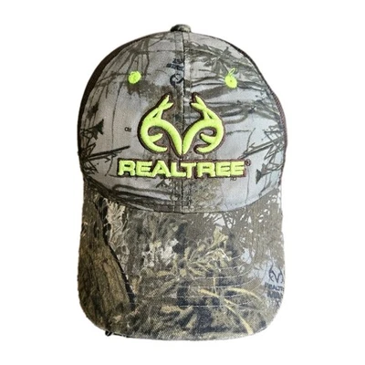 Realtree Camo Baseball Cap Hat Antler Neon Green Logo Adjustable Mesh  - Image 1 of 4
