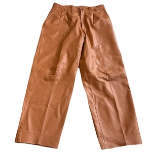 Man Art Men’s Real Lambskin Leather Jean Style Bikers Pants Waist 32” Chestnut - Picture 1 of 21
