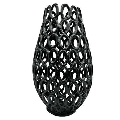 Bergamo Art 16 Inch Tall Decorative Handmade Aluminum Bud Flower Vase in Black - Image 1 of 4