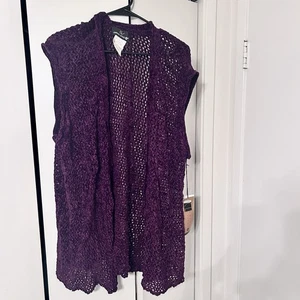 Suéter Vintage Carole Little II 1990’s Púrpura Talla Grande Largo Sin Mangas 3X Nuevo Con Etiquetas - Imagen 1 de 7