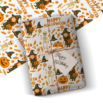 PERSONALISED CUSTOM GIFTS Happy Halloween Autumn Gift Wrap Happy Halloween wrapping paper, Pumpkin Present